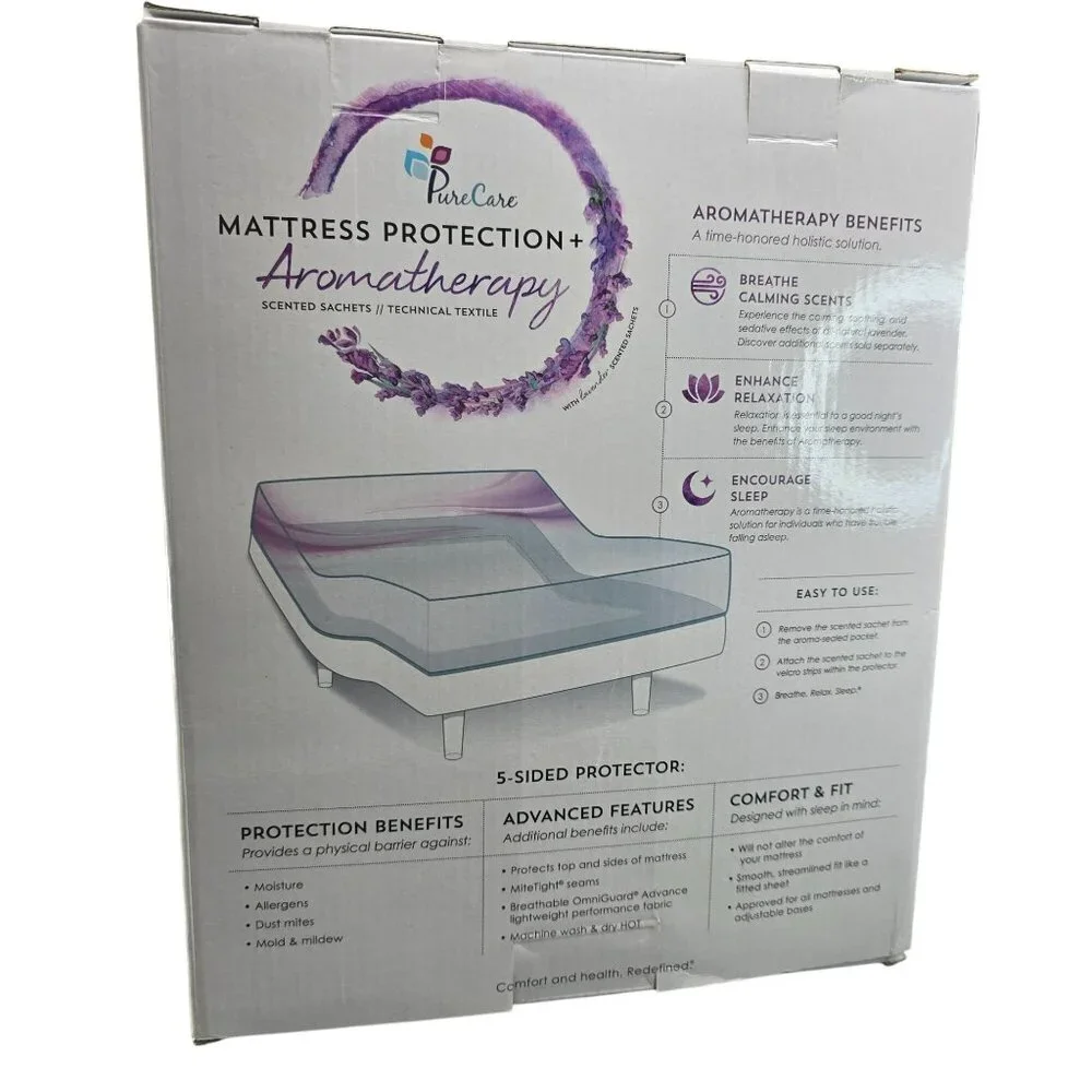 PureCare 5-Sided Cal King Mattress Protector Aromatherapy Universal Depth GG3500